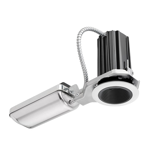 Juno Recessed Lighting 2B-835F1-BWH 2" LED Round Downlight Baffle 3500K 80CRI, Flood Beam, 120V only, Black Baffle, White Trim Ring