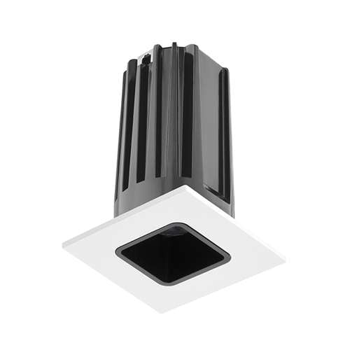 Juno 2" LED 2LEDTRIM G2 SQ 40K 90CRI FL BWH Recessed Lighting 2" LED Gen 2 Square Downlight Cone 4100K 90 CRI, Flood Beam, Black Reflector, White Trim Ring