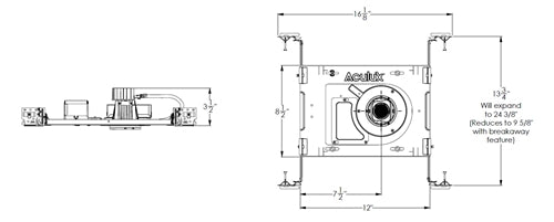 Juno Aculux AX2 D G2 15LM 27K 90CRI 35D FPC 120 Recessed Lighting 2 inch IC LED New Construction Downlight, 1500 Lumens, 2700K, 90 CRI, 35 Degree Flood, Phase Cut Dim, 5% Dim, 120V