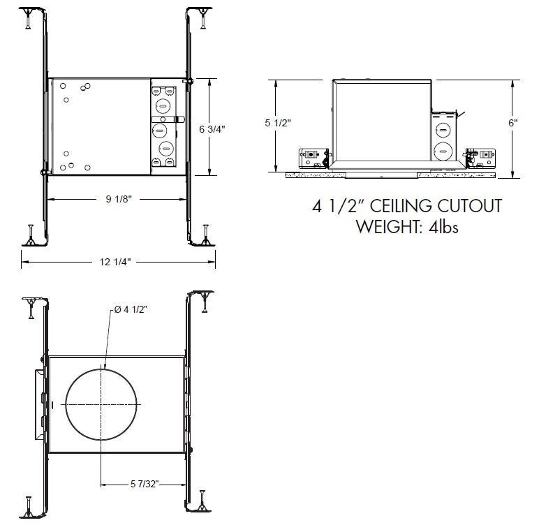Juno IC1LEDFW 07LM 40K 90CRI WFL MVOLT ZT1 Recessed Lighting 4" IC LED Fire-Rated New Construction LED Housing, 700 Lumens, 4000K, 90 CRI, 65 Degree Distribution, 120-277V, 0-10V, 1% Dim
