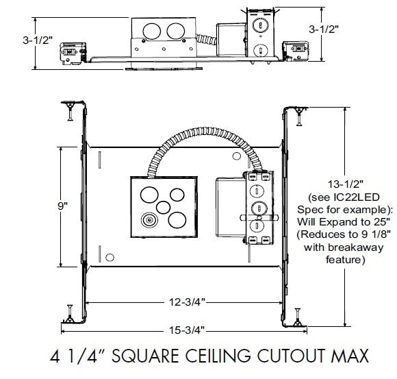 Juno IC1JBPF 10LM MVOLT ZT10 Recessed Lighting 4" IC LED Fire-Rated Red Series New Construction Housing, 1000 Lumens, 120-277V, 0-10V, 10% Dim