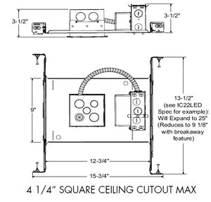 Juno IC1JBPF 10LM MVOLT ZT1 Recessed Lighting 4" IC LED Fire-Rated Red Series New Construction Housing, 1000 Lumens, 120-277V, 0-10V, 1% Dim