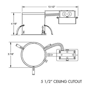 Juno IC20RLED G4 06LM 30K 90CRI MVOLT ZT Recessed Lighting 5" LED IC Type Remodel Housing 600 Lumens, 3000K Color Temperature, Universal Driver 120-277V