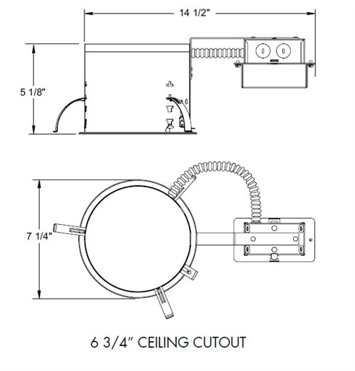 Juno IC22RLED G4 06LM 27K 90CRI MVOLT ZT1 Recessed Lighting 6" LED IC Type Remodel Housing 600 Lumens, 2700K Color Temperature, Universal Driver 120-277V, 0-10V, 1% Dim