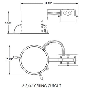 Juno IC22RLED G4 09LM 35K 90CRI MVOLT EZ10 Recessed Lighting 6" LED IC Type Remodel Housing 900 Lumens, 3500K Color Temperature, Universal Driver 120-277V, eldoLED 0-10V, 10% Dim