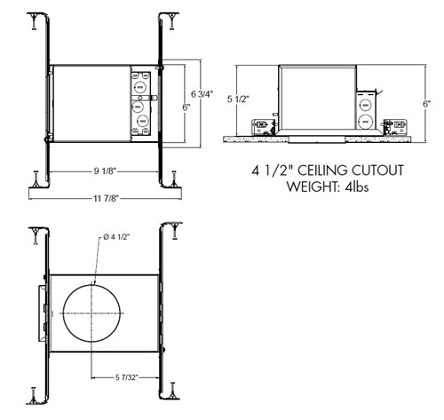 Juno Lighting IC4ALFW 10LM 27K 90CRI NFL 120 FRPC 4" IC LED Fire-Rated Internally Adjustable New Construction LED Downlight New Construction Housing,  1000 Lumens, 2700K, 90 CRI, Narrow Flood Distribution, 120V Forward/ Reverse Phase Cut, 5% Dim