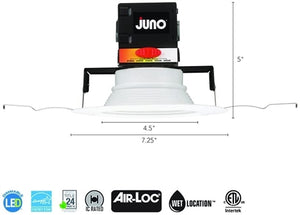Juno JBK6 RD SWW5 90CRI MW M6 6" Round Deep Regressed Direct-Wire Canless LED Recessed Downlight, Switchable White (2700K, 3000K, 3500K, 4000K, 5000K), 90 CRI, Matte White, 6 Pack