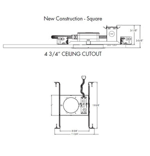 Juno JPDZ4SQNCMF 120 FRPC U Recessed Lighting Podz 4" Square New Construction Mounting Frame, 120V Forward/Reverse Phase Cut, 5% Dim