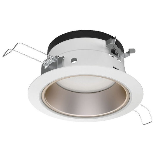 Juno JPDZ4 DC ALO10 SWW5WD 90CRI MVOLT ZT10 WHZWH Podz 4" LED Downlight, Round Downlight Cone, Adjustable Lumen Output, Switchable White 2700K-5000K + WarmDim (2850K-1900K), 90 CRI, 120-277V, 0-10V, 10% Dim, Wheat Haze, White Trim Ring