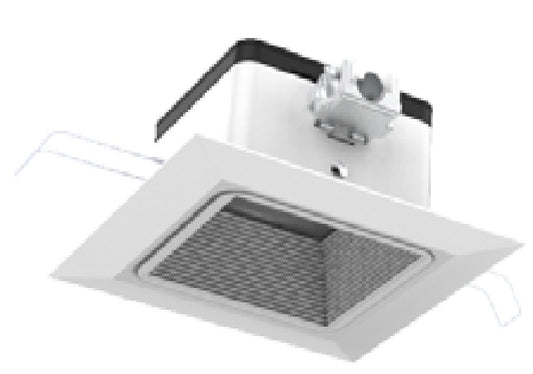 Juno JPDZ4 SQDB ALO10 SWW5WD 90CRI 120 FRPC BWH Podz 4" LED Downlight, Square Downlight Baffle, Adjustable Lumen Output, Switchable White 2700K-5000K + WarmDim (2850K-1900K), 90 CRI, 120V Forward/Reverse Phase Cut, 5% Dim, Black, White Trim Ring