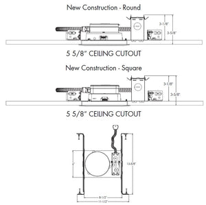 Juno JPDZ5NCMF MVOLT ZT10 U Recessed Lighting Podz 5" New Construction Mounting Frame for Round and Square Trim Module, 120-277V, 0-10V, 10% Dim