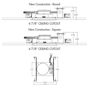 Juno JPDZ6NCMF MVOLT ZT10 Recessed Lighting Podz 6" New Construction Mounting Frame for Round and Square Trim Module, 120-277V, 0-10V, 10% Dim