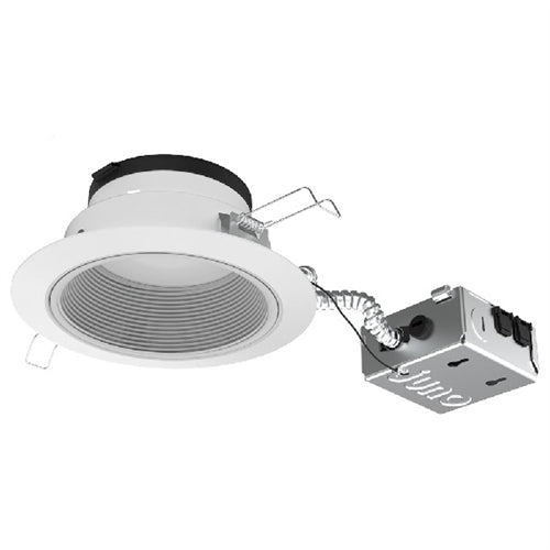 Juno JPDZ6 SQDB ALO10 SWW5WD 90CRI MVOLT ZT10 HZWH Podz 6" LED Downlight, Square Downlight Baffle, Adjustable Lumen Output, Switchable White 2700K-5000K + WarmDim (2850K-1900K), 90 CRI, 120-277V, 0-10V, 10% Dim, Haze, White Trim Ring