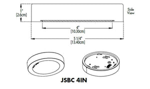 Juno JSBC 4IN SWW2 90CRI WL CP6 MW M2 11.8W LED Surface Mount Downlight, 840 Lumens, Switchable CCT 3000K/4000K/5000K, 90 CRI, 120V, Matte White, 6 Contractor Pack