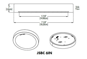 Juno JSBC 6IN SWW2 90CRI WL MW M6 12.6W LED Surface Mount Downlight, 1000 Lumens, Switchable CCT 3000K/4000K/5000K, 90 CRI, 120V, Matte White