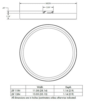 Juno JSF 13IN 18LM SWW5 90CRI 120 FRPC WH Recessed Lighting 13" LED Round SlimForm Surface Downlight, 1800 Lumens, 2700K-5000K Color Selectable, 90 CRI, Dedicated 120V, Forward Reverse Phase Dimming, White