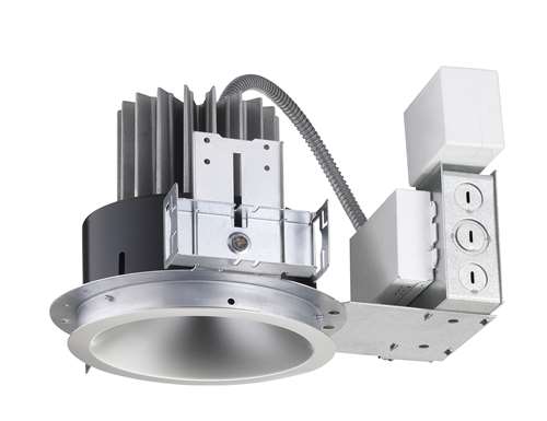 Juno L4 13LM 40K 120 G4 90CRI EZB Indy 4" Round New Construction Housing, 1300 Lumens, 4000K Color Temperature, 120 Volt, Generation 4, 90 CRI, eldoLED 0-10V Solo Driver
