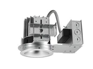 Juno L4 17LM 40K MVOLT G4 90CRI EZB WPR WH WET Indy 4" Round New Construction LED Housing, 1700 Lumens, 4000K, 120-277V, Gen 4, 90 CRI, eldoLED 0-10 SOLOdrive, Parabolic Wide Trim, White Finish, White Flange, Wet Location