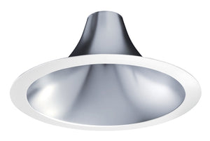 Juno Recessed Lighting L600HW-PTL-WH (L6 HW PTS PF) 6" LED Hyperbolic Trim, Open Reflector, Wide Distribution, Pewter Specular Low Iridescent Alzak Finish, White Flange