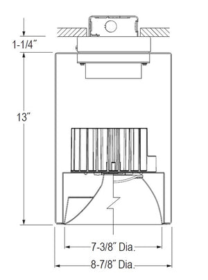 Juno LC8S 08LM 30K 277 W G4 80CRI PD Indy 8" Round Cylinder Surface Mount L-Series Housing, 800 Lumens, 3000K Color Temperature, 277V, White Cylinder, Gen 4, 80 CRI, Lutron Ecosystem Dimming Driver