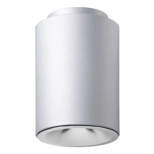 Juno LC8S 13LM 27K MVOLT S G4 80CRI FD BR Indy 8" Round Cylinder Surface Mount L-Series Housing, 1300 Lumens, 2700K Color Temperature, 120-277V, Silver Cylinder, Gen 4, 80 CRI, Forward or Reverse Phase Dimming Driver, Emergency Battery Pack