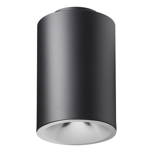 Juno LC8S 15LM 30K 347 B G4 80CRI EZ1 Indy 8" Round Cylinder Surface Mount L-Series, 1500 Lumens, 3000K Color Temperature, 347V, Black Cylinder, Gen 4, 80 CRI, Linear Dimming to 1% Min