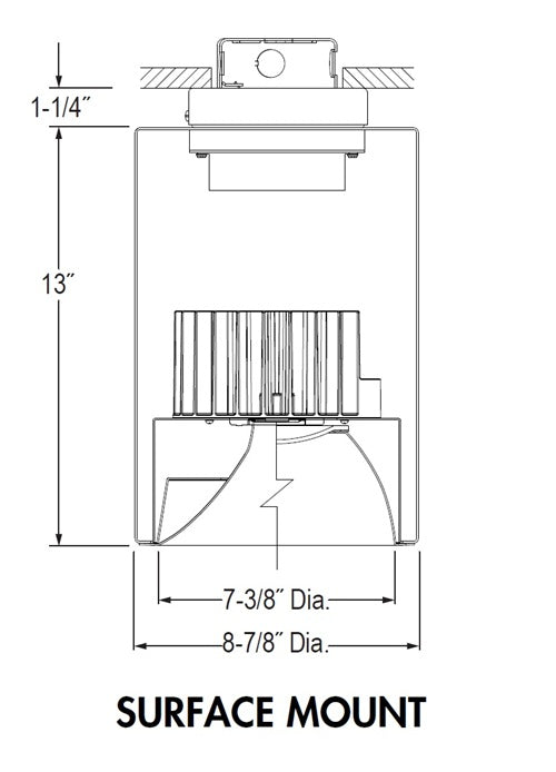 Juno Lighting LC8S 28LM 50K MVOLT W G4 80CRI ZT BR Indy 8" Round Cylinder Surface Mount L-Series, 2800 Lumens, 5000K Color Temp, 120-277V, White Cylinder, Gen 4, 80 CRI, 0-10V Dim to 10% Min, Emergency Battery Pack
