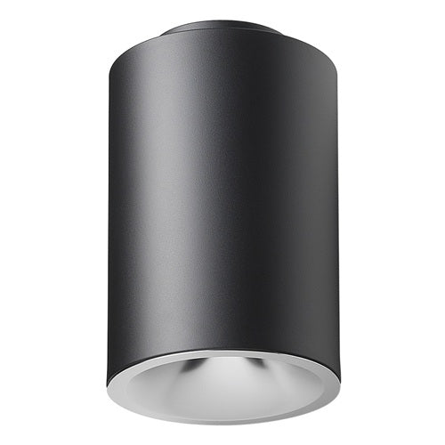 Juno LC8S 33LM 35K 277 B G4 80CRI EZB BR Indy 8" Round Cylinder Surface Mount L-Series, 3300 Lumens, 3500K Color Temp, 277V, Black Cylinder, Gen 4, 80 CRI, eldoLED 0-10V SOLOdrive. Logarithmic Dim to <1%, Emergency Battery Pack