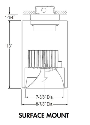 Juno LC8S 40LM 27K 120 B G4 80CRI EZB Indy 8" Round Cylinder Surface Mount L-Series, 4000 Lumens, 2700K Color Temp, 120V, Black Cylinder, Gen 4, 80 CRI, eldoLED 0-10V SOLOdrive. Logarithmic Dim to <1%