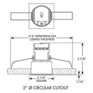 Juno MD1LG2 SQ 03LM 35K 90CRI SP WL WH Recessed Lighting Wet Location 2-1/4" Mini LED Square Downlight, 3500K, 90 CRI, Spot Beam Spread, White Finish