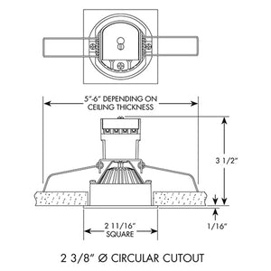 Juno Recessed Lighting MGSLG2-41K-SP-SN 2-11/16" Mini LED Gimbal Downlight 4100K Spot Beam Spread, Satin Nickel Finish