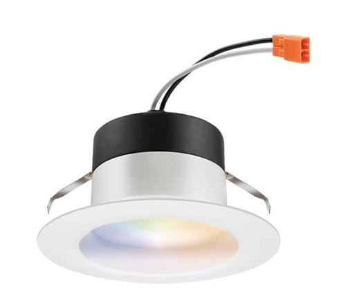 Juno RB4SC RGBW MW Recessed Lighting  4" RetroBasics Smart LED Smooth Trim Kit, Tunable White (2700K to 5000K) + RGB Color, Matte White