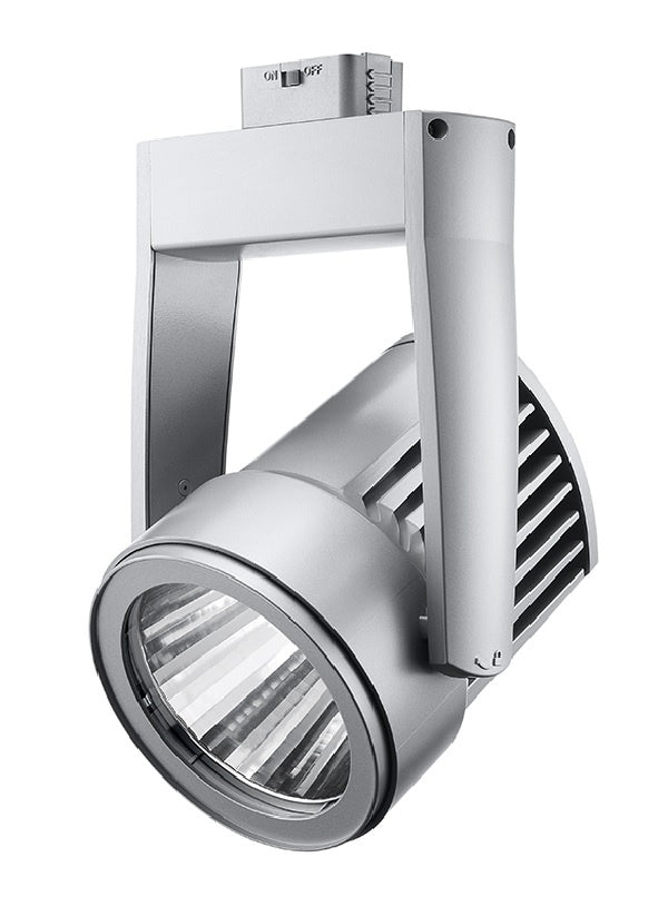 Juno T255L G3 35K 80CRI PDIM SP SL Cylindra 35W Dimmable LED Trac Light, 3500K Color Temperature, 80 CRI, Spot Distribution, Silver Finish