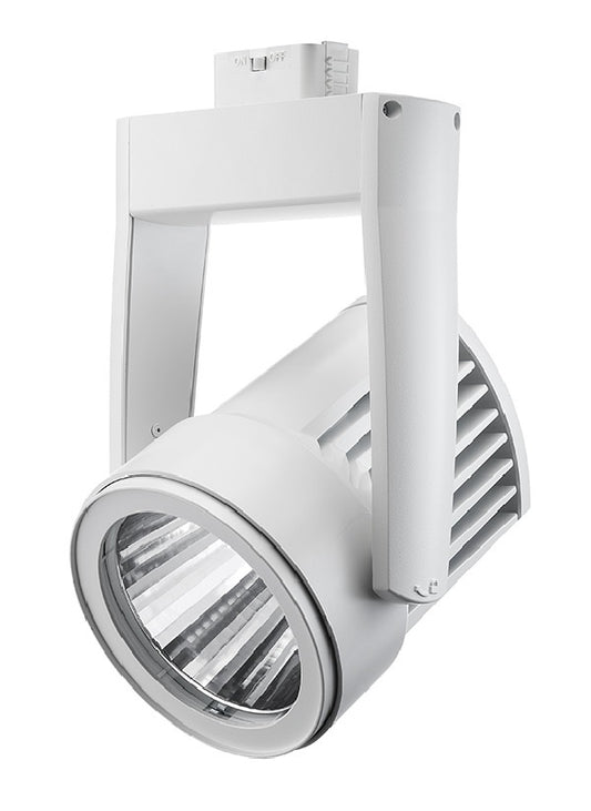 Juno T255L G3 40K 90CRI PDIM FL WH Cylindra 35W Dimmable LED Trac Light, 4000K Color Temperature, 90 CRI, Flood Distribution, White Finish