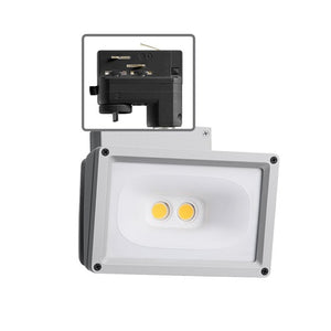 Juno T260L HTEK 27K 80CRI OFF SL Track Lighting Trac Master 55W LED Wall Wash Flood Light, HTEK 277V Trac Adapter, 2700K Color Temperature, 80 CRI, Non Dimming, Silver Finish