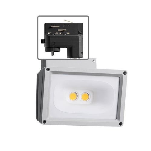 Juno T260L HTEK 40K 80CRI OFF SL Track Lighting Trac Master 55W LED Wall Wash Flood Light, HTEK 277V Trac Adapter, 4000K Color Temperature, 80 CRI, Non Dimming, Silver Finish