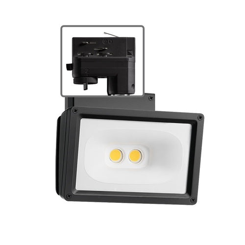 Juno T260L HTEK 40K 90CRI OFF BL Track Lighting Trac Master 55W LED Wall Wash Flood Light, HTEK 277V Trac Adapter, 4000K Color Temperature, 90 CRI, Non Dimming, Black Finish