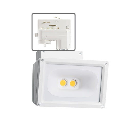 Juno T260L HTEK 40K 90CRI OFF WH Track Lighting Trac Master 55W LED Wall Wash Flood Light, HTEK 277V Trac Adapter, 4000K Color Temperature, 90 CRI, Non Dimming, White Finish