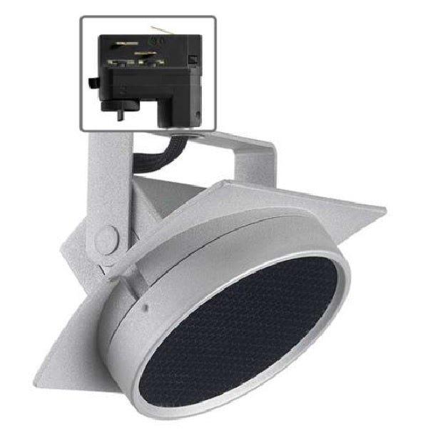 Juno T271L G2 30K 80CRI PDIM FL SL THCL1SL Track Lighting Arc 9W Dimmable LED Track Fixture, 3000K, 80 CRI, Flood, Installed Louver, Silver Finish