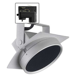 Juno Track Lighting T272L 30K 80CRI PDIM NFL SL THCL1SL Avant Garde Arc L 15W Dimmable LED Track Fixture, 85 CRI, 3000K, Narrow Flood, with Hexcell Louver, Silver Finish