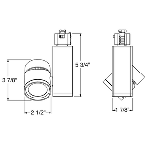Juno Track Lighting T382L-G2-3VWSL 19W Vertical Cylinder LED, 3000K Color Temperature, Spectral White, Wide Flood Beam Spread, Silver Finish