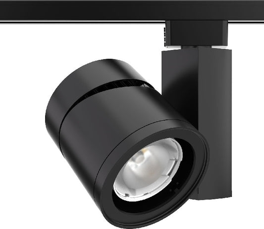 Juno Track Lighting T388L 30K SPW PDIM SP BL 55W Vertical Cylinder LED, 3000K Color Temperature, Spectral White, Phase Dimmable, Spot Beam Spread, Black Finish