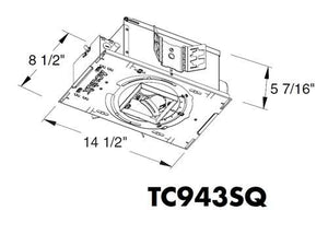 Juno Aculux TC943SQ ELV 120 Recessed Lighting 3 inch Low Voltage New Construction Standard Square Adjustable Housing with 120V Electronic Transformer