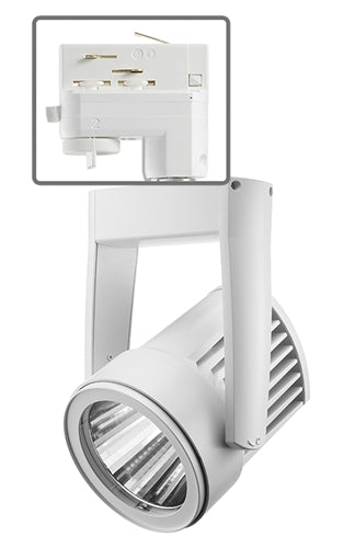 Juno HD Commercial Track Lighting TEK255LG227NWH (T255L TEK G2 27K 80CRI PDIM NFL WH) 36W Trac-Master Cylindra LED, 2700K Color Temperature, Narrow Flood Beam, White Finish