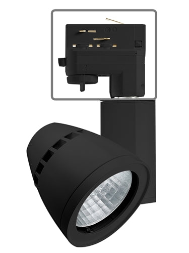 Juno HD Commercial Track Lighting TEK262L3DHCFBL (T262L TEK 30K 90CRI PDIM FL BL) 26W Conix II LED Fixture, 3000K Color Temperature, 90 CRI, Flood Beam, Black Finish
