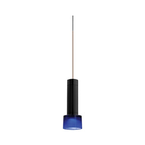 Juno TQJPL1782BLBLUBRZ Trac-Master Decorative LED Mini-Pendant 6W 12V, Cylinder Pendant with 78 inch Cord, 2700K Color Temperature, Black Pendant Body, Blue Glass, Bronze Adapter