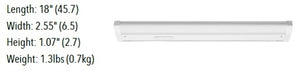 Juno Undercabinet Lighting UCES 18IN SWW5 90CRI WH 18" LED Undercabinet Fixture, 8.2 Watts, 546 lumens, 3000K/3500K/4000K, White Finish