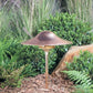 Kim Lighting BN197/3L3KUV/NB/H70NB 20-inch stem LED 120V Brass Traditional Landscape Light, 5.2W, 3 LEDs, 3000K, Copper Mushroom Hood, Natural Finish