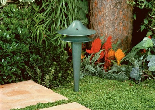 Kim Lighting EL116BL 40W A19 Incandescent 120V Spun Aluminum Louevered Mushroom Landscape Light, Black Finish