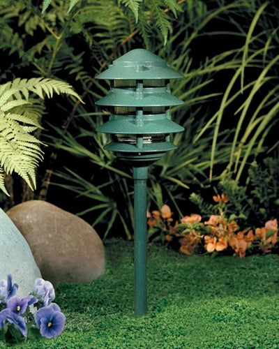 Kim Lighting EL120GR 100W A21 Incadescent 120V Die-Cast Aluminum Louevered Body Landscape Light, Verde Green Finish